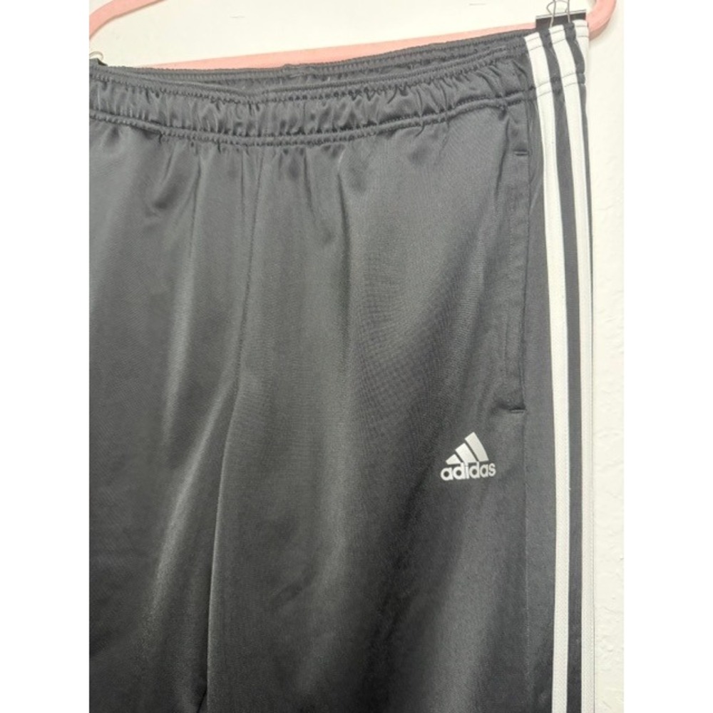 Adidas Mens Black White 3-Stripe Track Pants Athletic Training Joggers Large